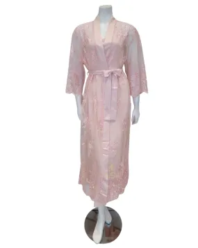 220 Petal Pink Darling Embroidered Lace Robe