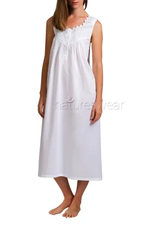 Arabella Rosina Cotton Nightgown Sleeveless in White MD-705