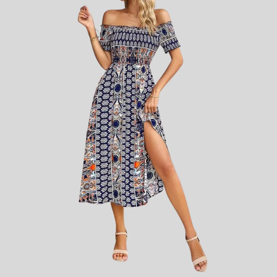 Aurora - Robe longue boho à épaules dénudées et à volants