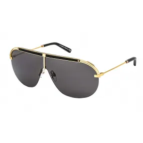 Bally Men's Sunglasses - Shiny Deep Gold Metal Shield Frame Smoke Lens | BY0061-H 30A