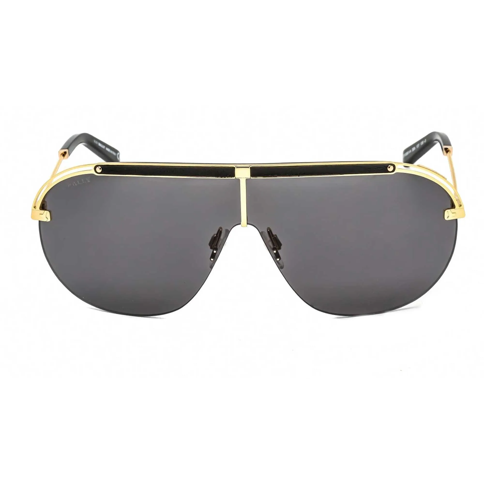 Bally Men's Sunglasses - Shiny Deep Gold Metal Shield Frame Smoke Lens | BY0061-H 30A