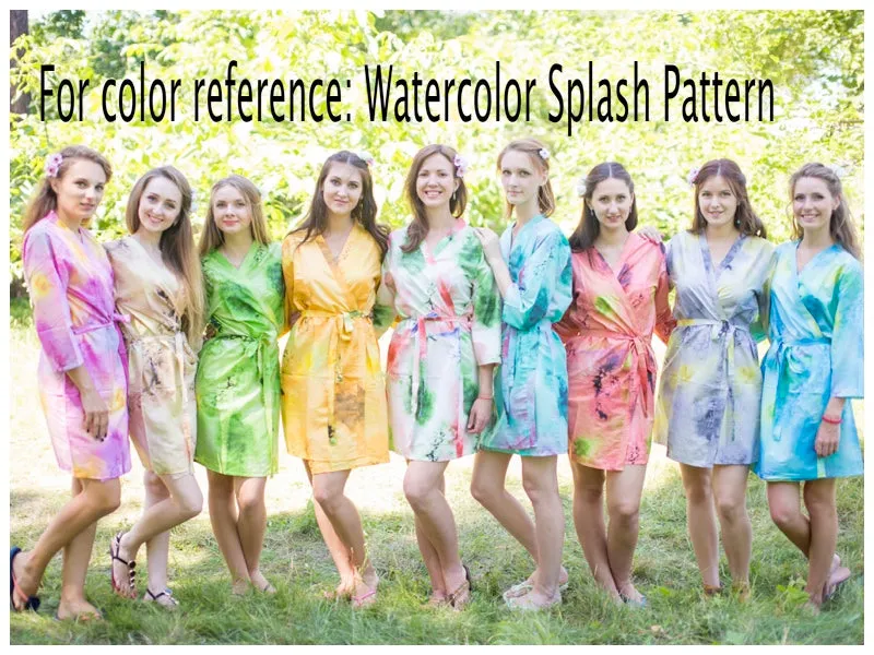 Beige Button Me Down Style Caftan in Watercolor Splash Pattern
