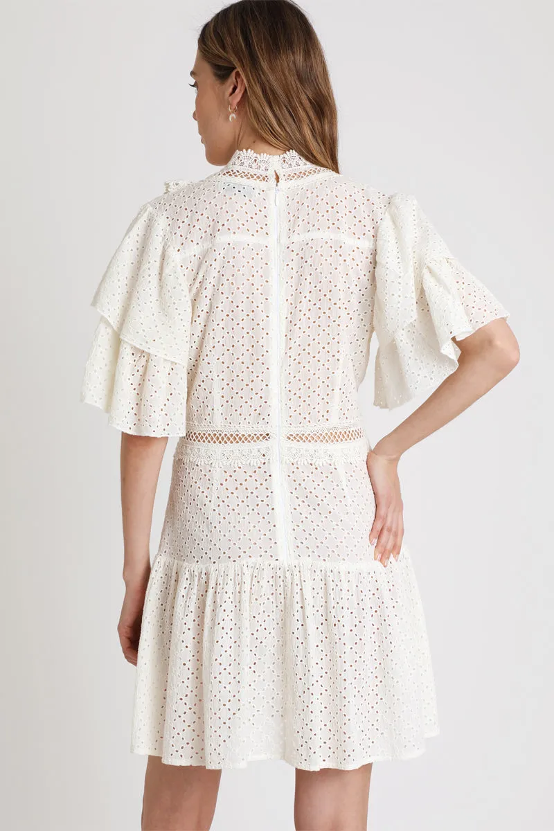 Berenice - Robe Patineuse En Broderie Anglaise Écru