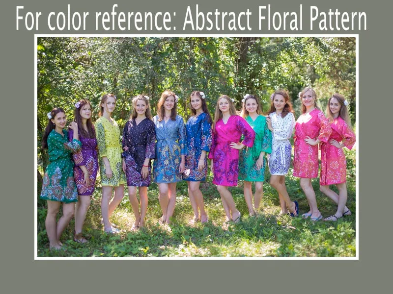 Black Button Me Down Style Caftan in Abstract Florals Pattern