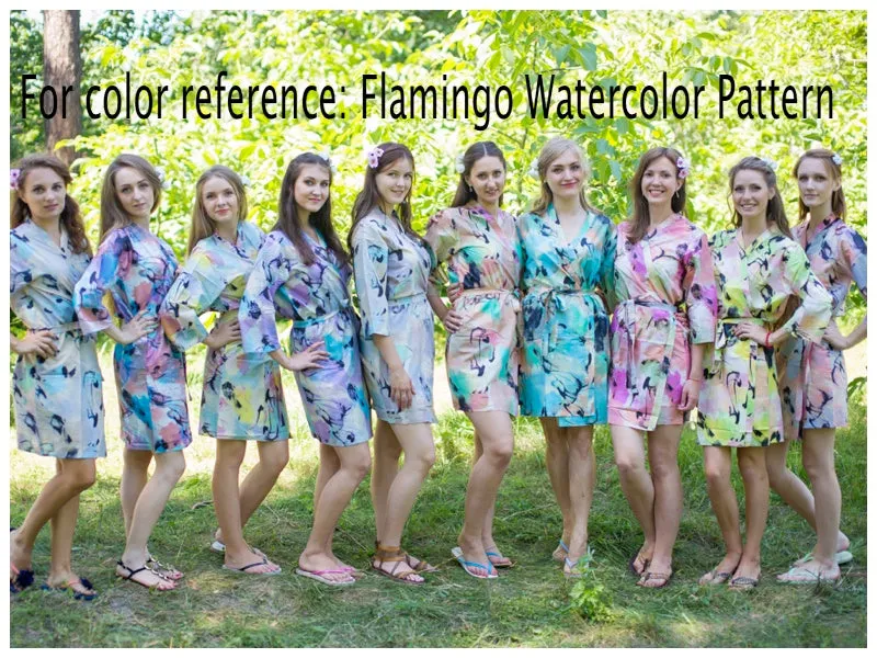 Blue Pink Button Me Down Style Caftan in Flamingo Watercolor Pattern