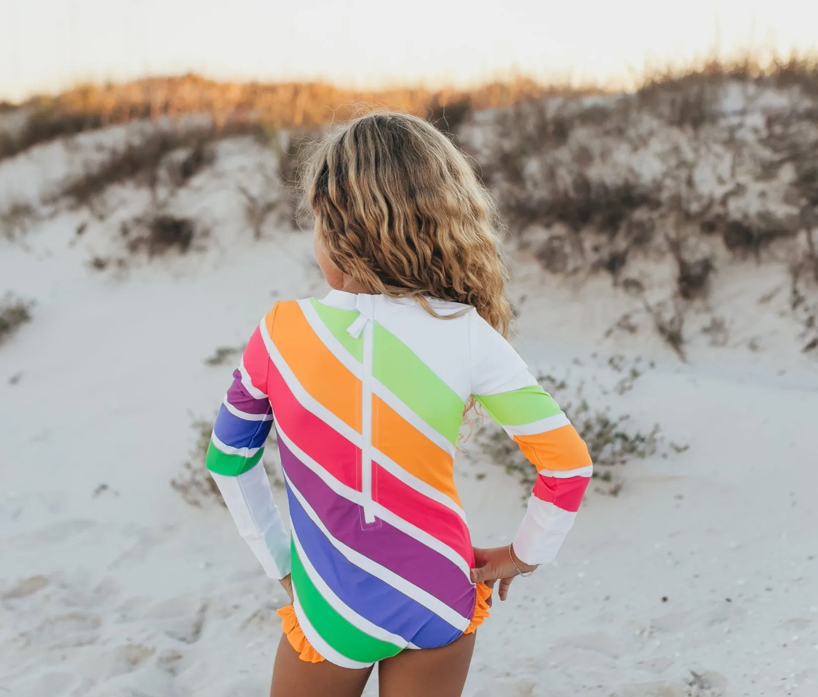 Bright Stripe Zip Swimsuit