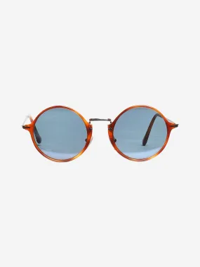 Brown tortoise shell round-frame sunglasses