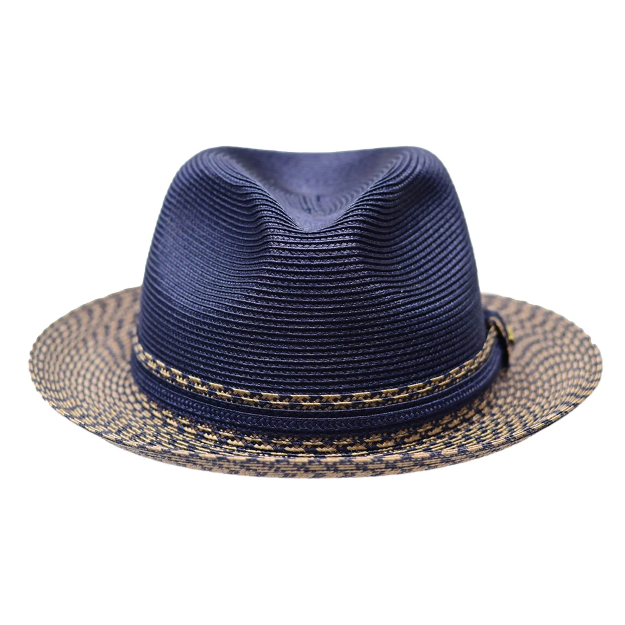 Bruno Capelo Antonio 2-Tone Straw Fedora Hat Snap Brim