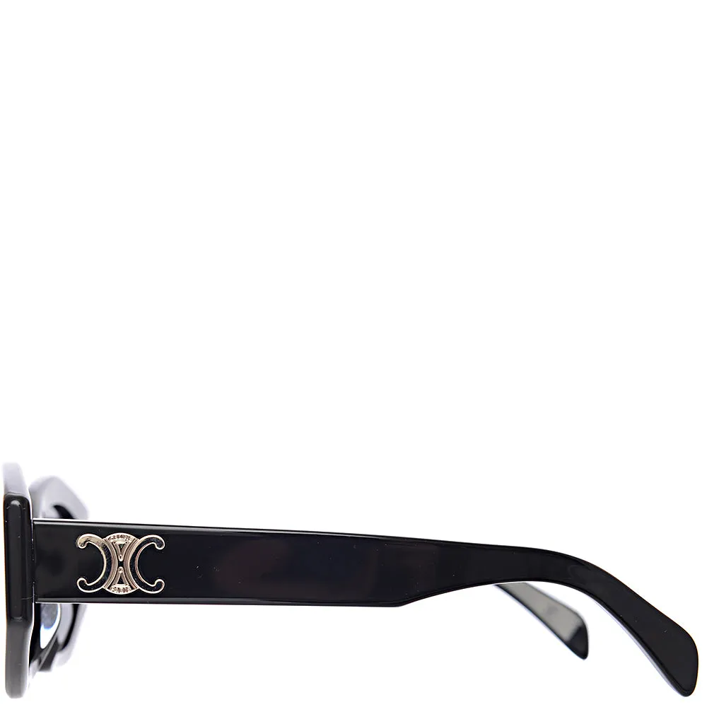 Celine Womens Triomphe Story Oval/Geometric Acetate Sunglasses in Black