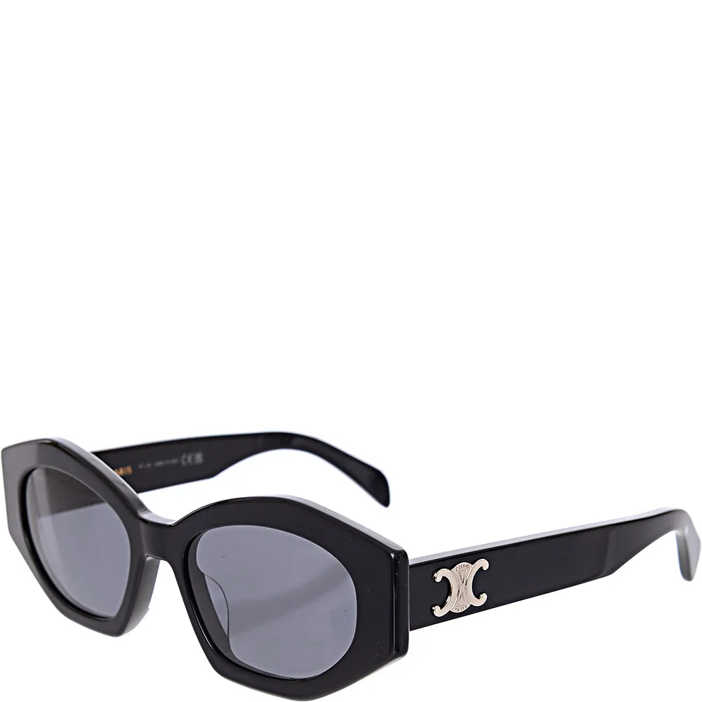 Celine Womens Triomphe Story Oval/Geometric Acetate Sunglasses in Black