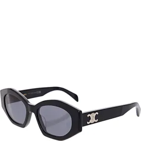 Celine Womens Triomphe Story Oval/Geometric Acetate Sunglasses in Black