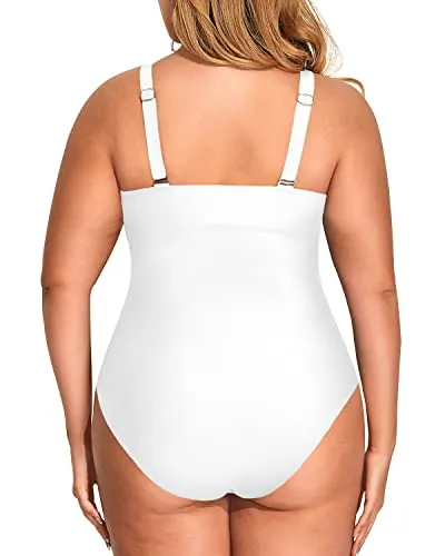 Charming Deep V-Neck Push Up Swimwear-White