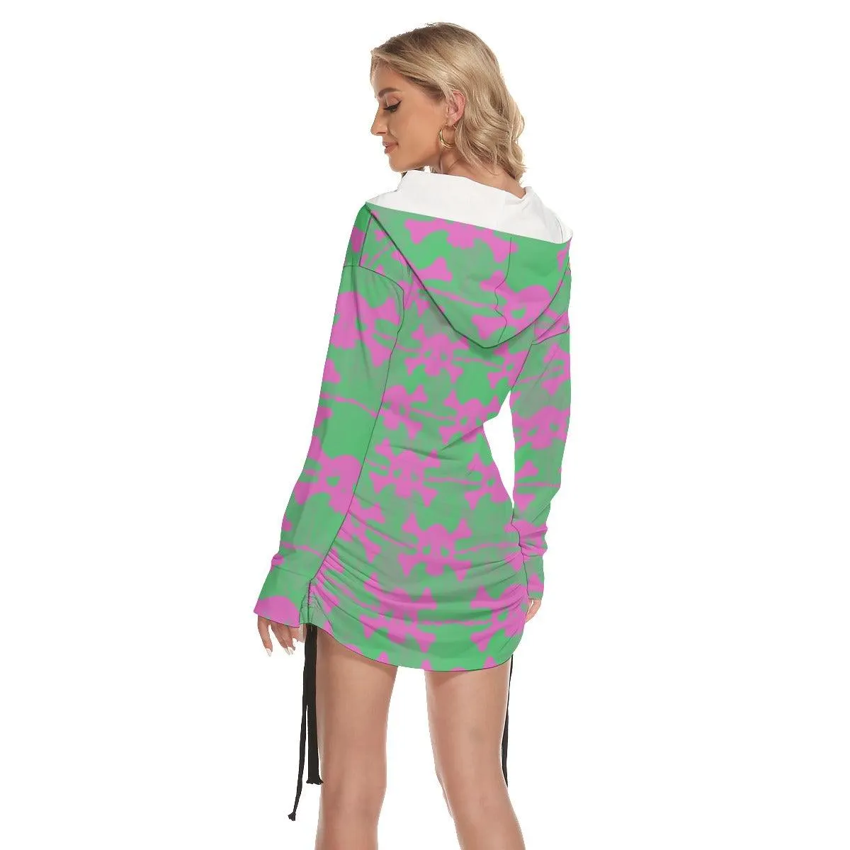 Christmas Green Red Skull Buffalo Flaid Print Open Shoulder Dress