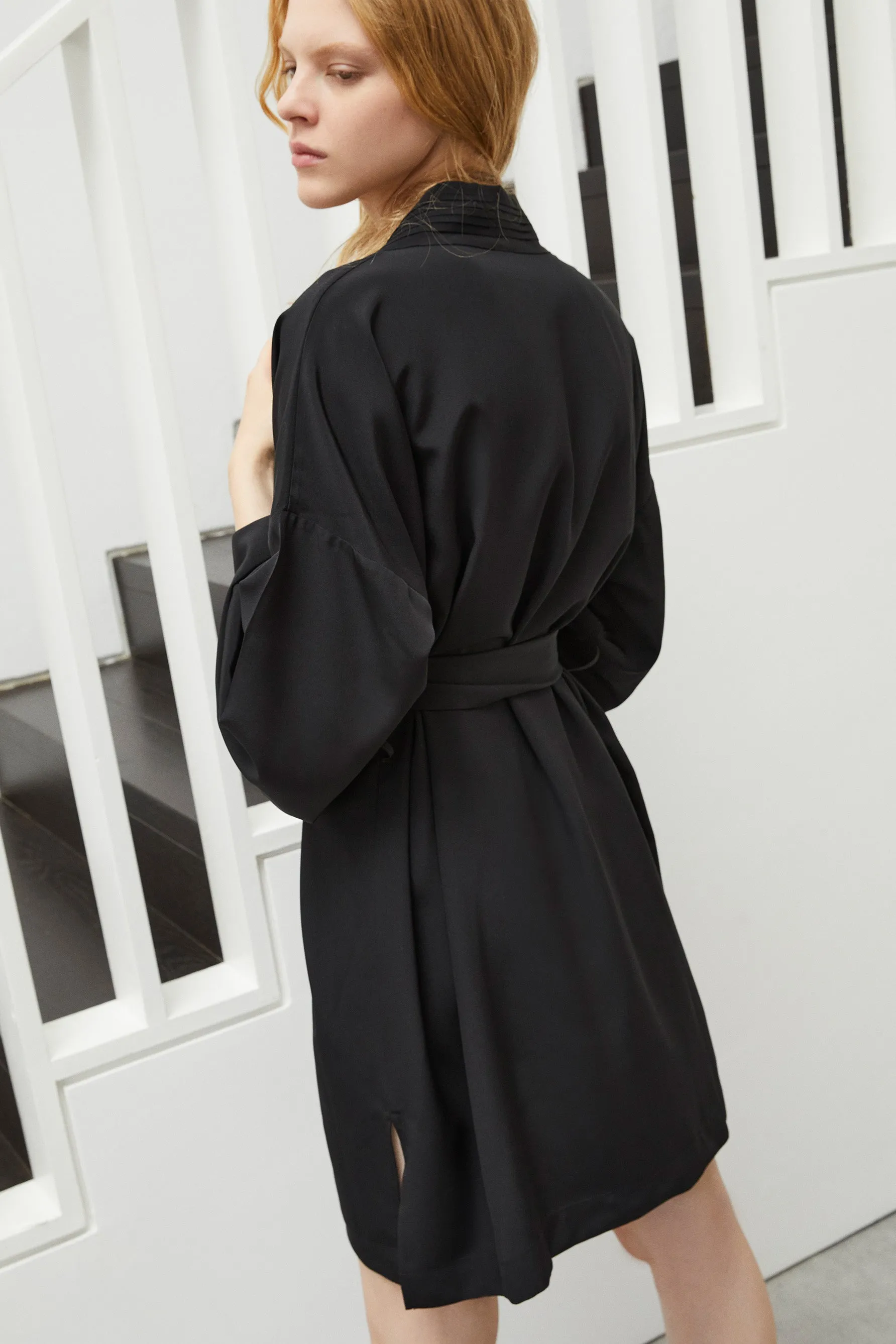Diana Silk Robe in Black