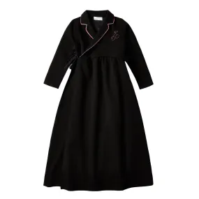 Dinky Girls Wrap Cherry Robe Black/Pink