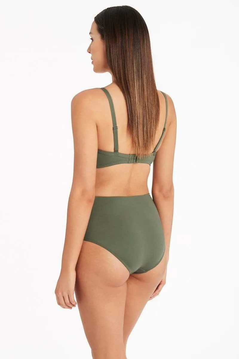 Eco High Waist Gathered Pant Khaki