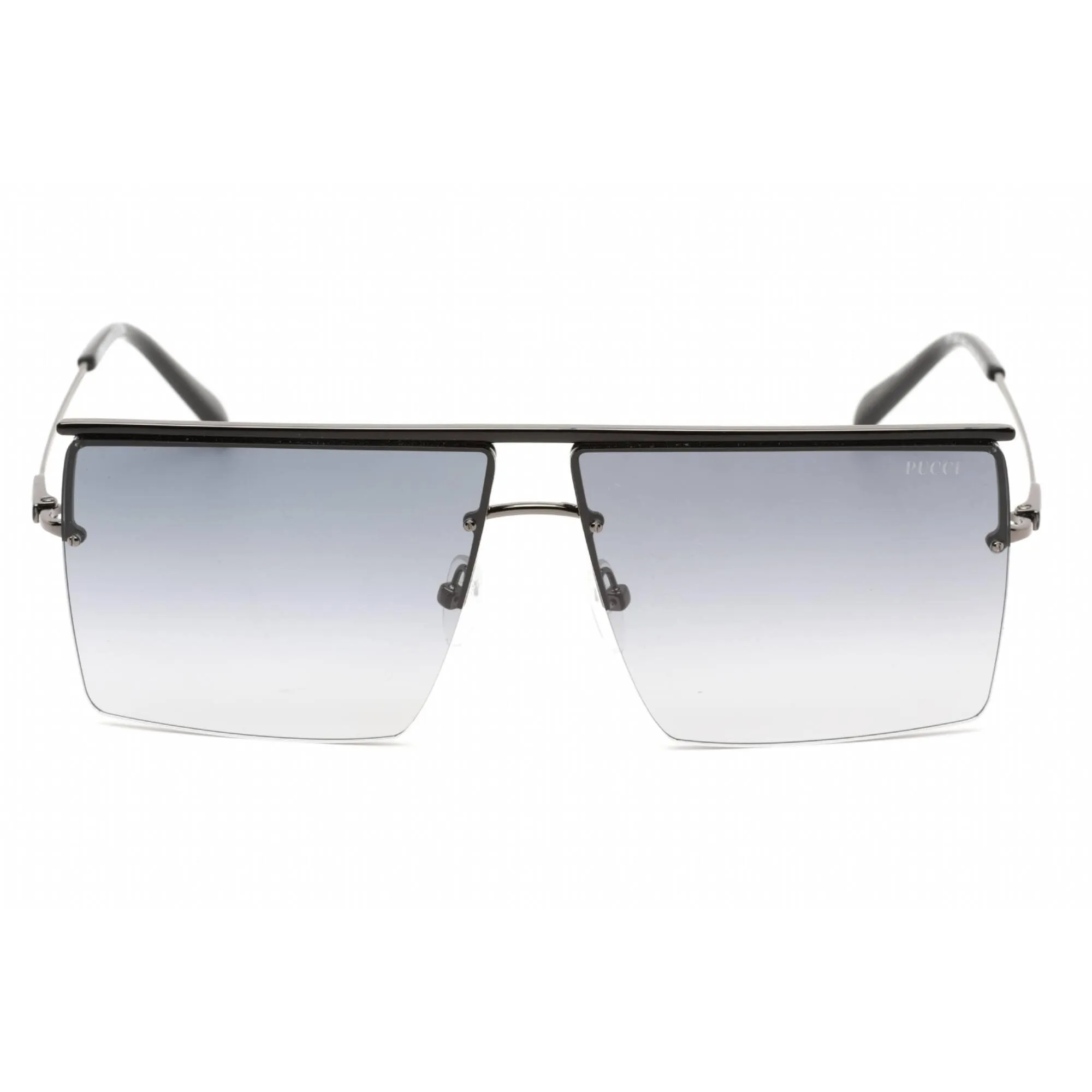 Emilio Pucci Women's Sunglasses - Half Rim Black Metal Square Shape Frame | EP0188 05B