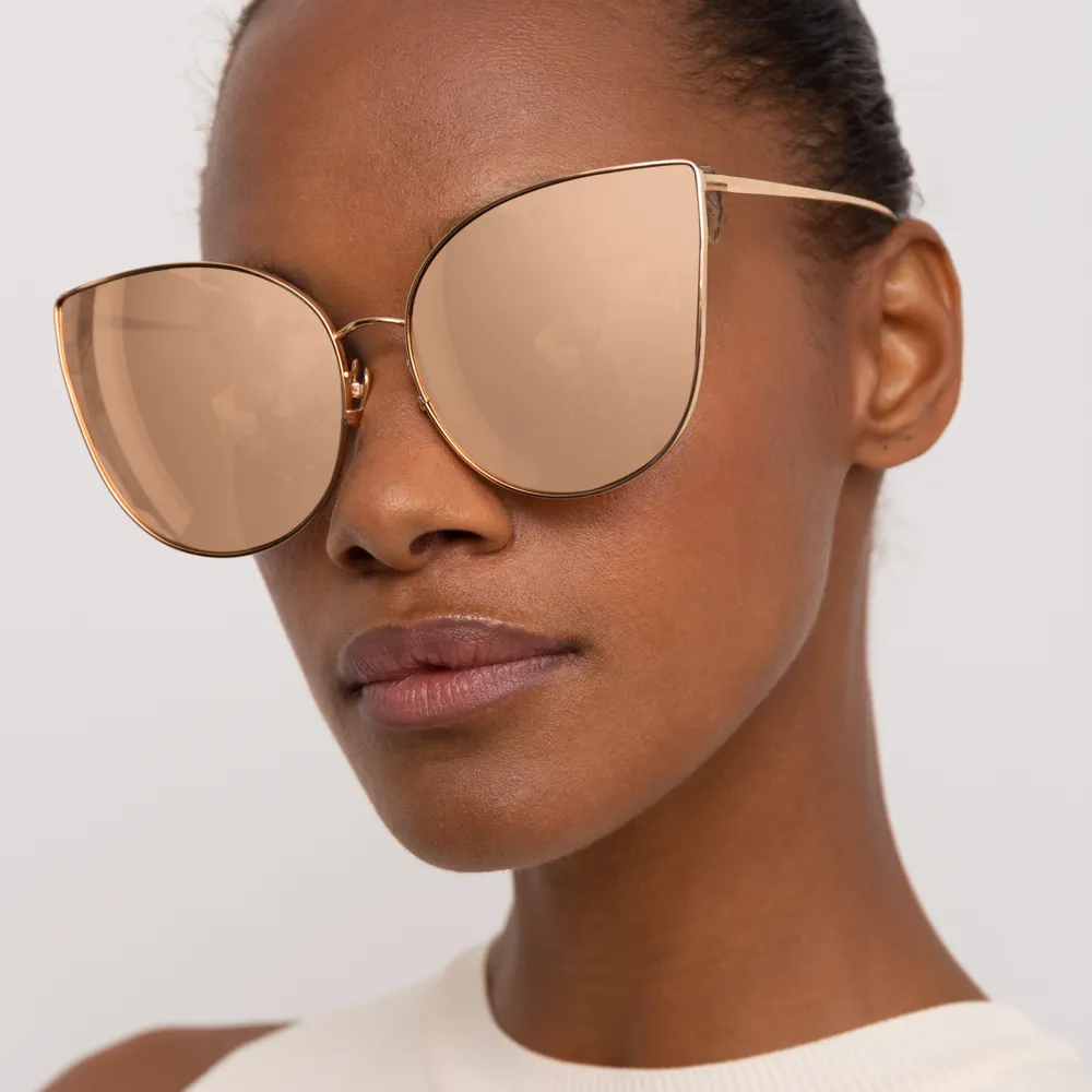 Flyer Cat Eye Sunglasses in Yellow Gold