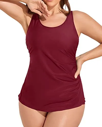 Full Coverage Women's Sarong Front Swimming Suit-Maroon