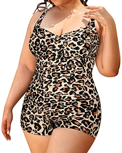Gorgeous Plus Size Tall One Piece Swimwear For Curvy Women-Leopard