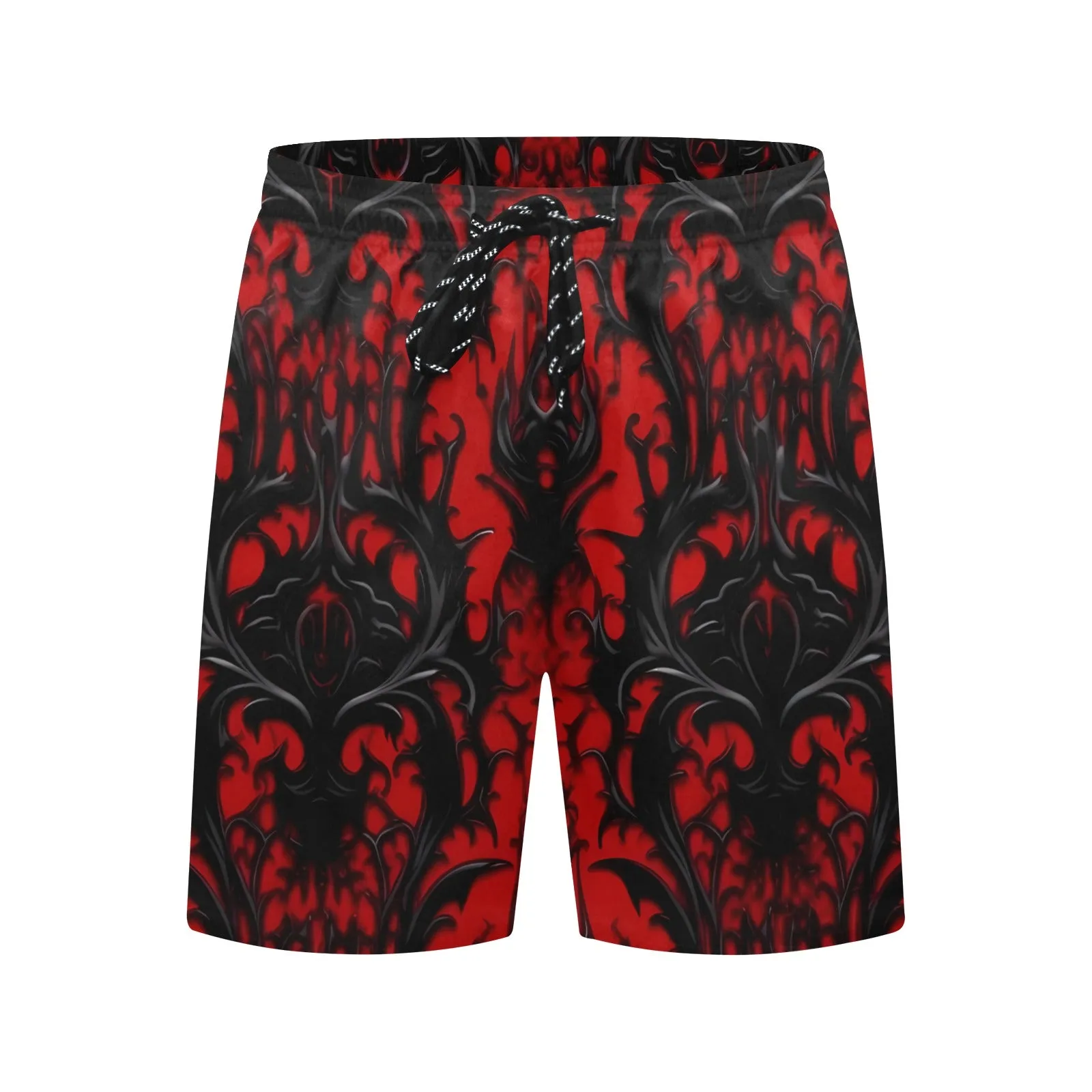 Gothic Red And Black Pattern Beach Shorts
