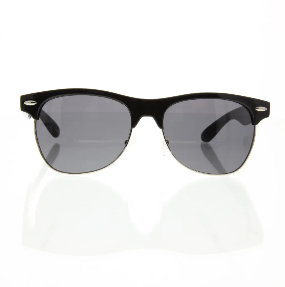 grinderPUNCH Vintage Half Frame Sunglasses Retro Wayfarer Style Nerd Browline