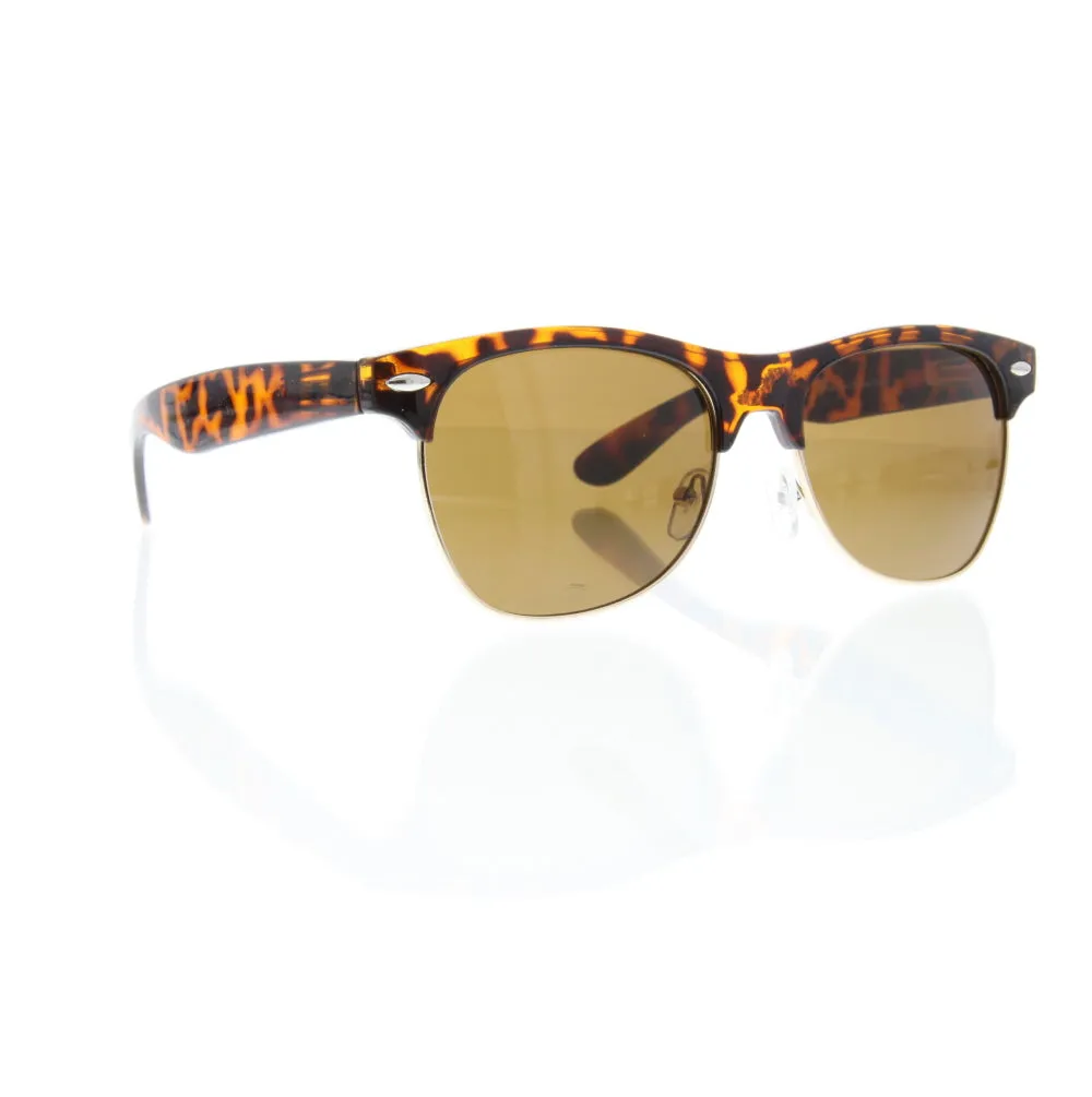 grinderPUNCH Vintage Half Frame Sunglasses Retro Wayfarer Style Nerd Browline