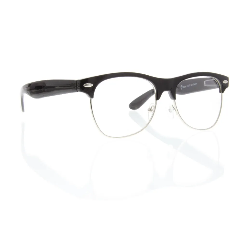 grinderPUNCH Vintage Half Frame Sunglasses Retro Wayfarer Style Nerd Browline