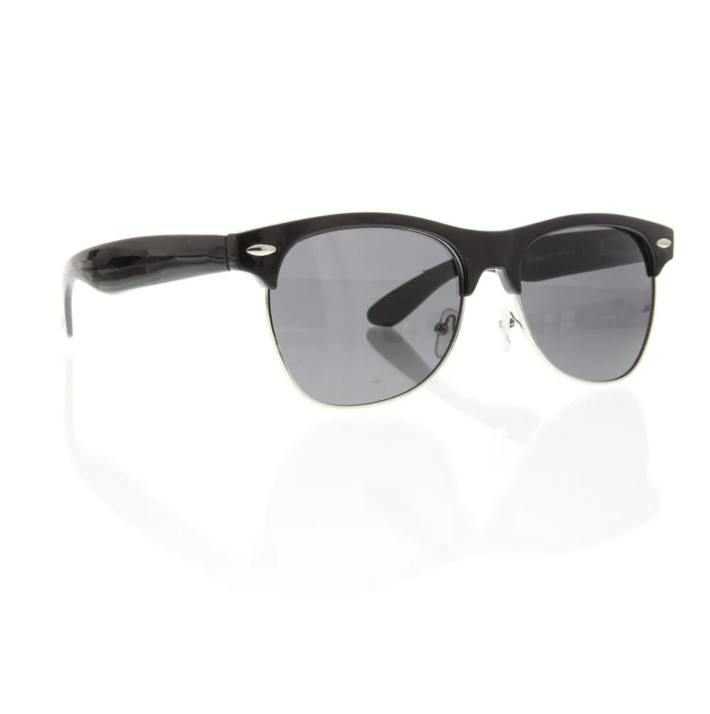 grinderPUNCH Vintage Half Frame Sunglasses Retro Wayfarer Style Nerd Browline