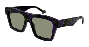 Gucci Tortoise Square Frame Sunglasses Havana/Purple/Green