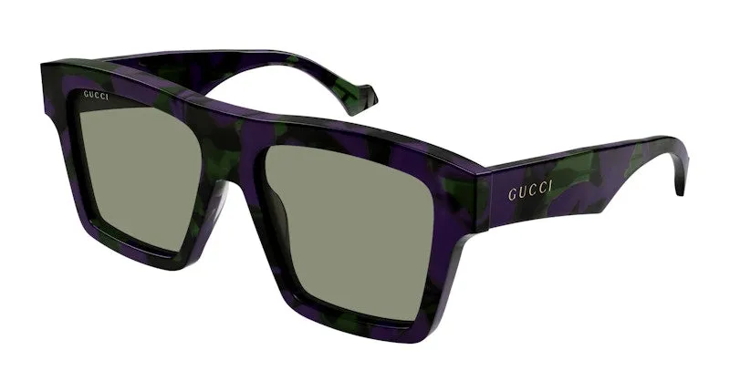 Gucci Tortoise Square Frame Sunglasses Havana/Purple/Green