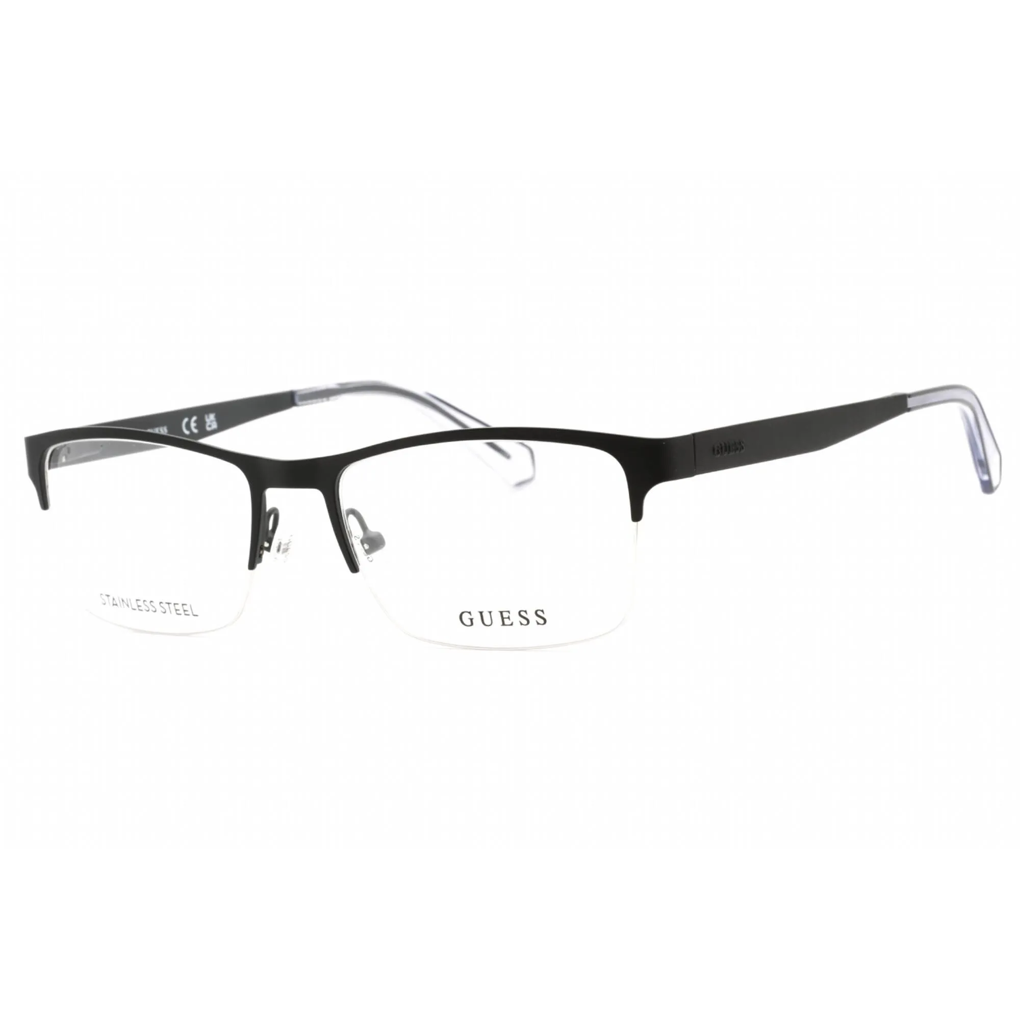 Guess Men's Eyeglasses - Clear Demo Lens Matte Black Rectangular Frame | GU1936 002
