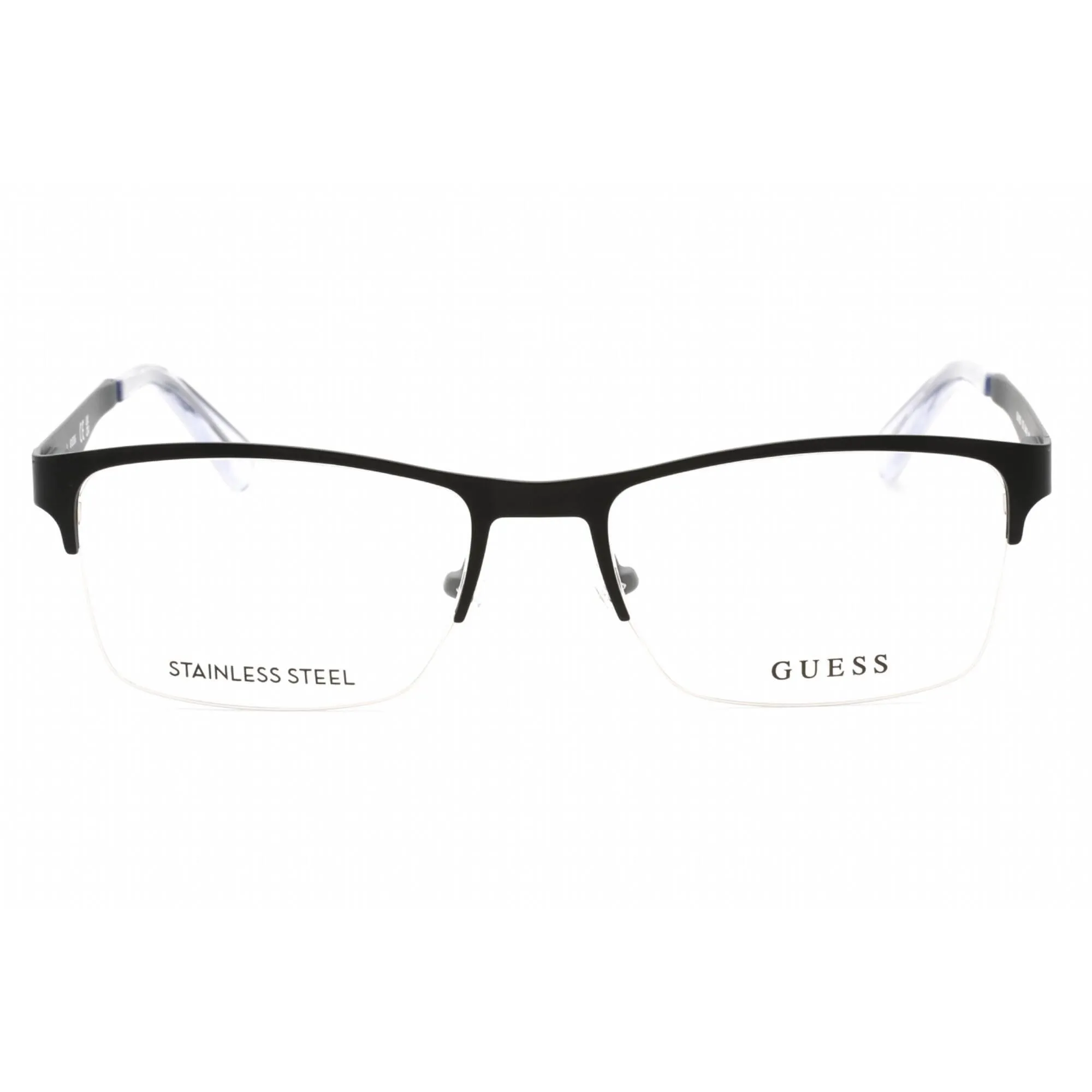 Guess Men's Eyeglasses - Clear Demo Lens Matte Black Rectangular Frame | GU1936 002