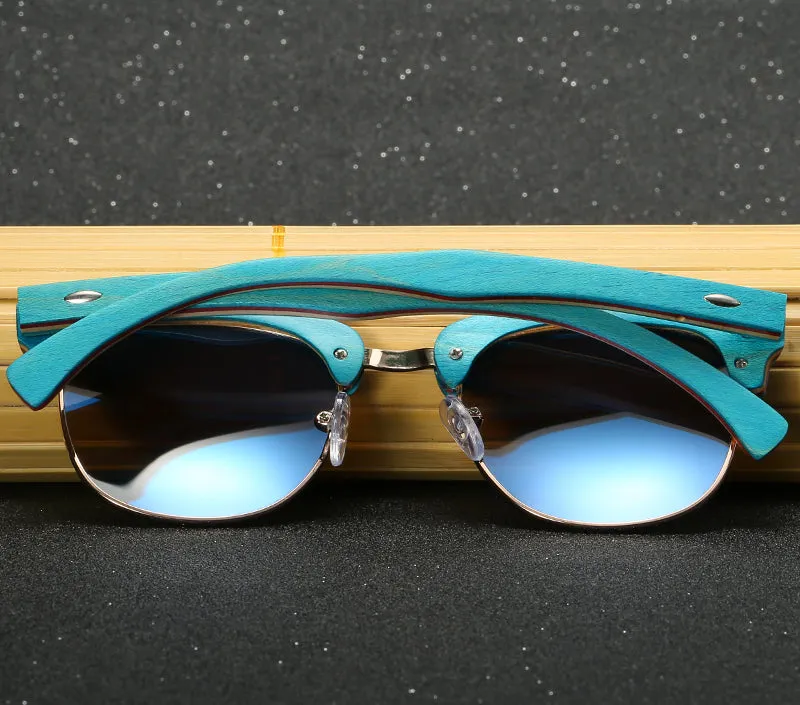 Half Frame Wooden Sunglasses