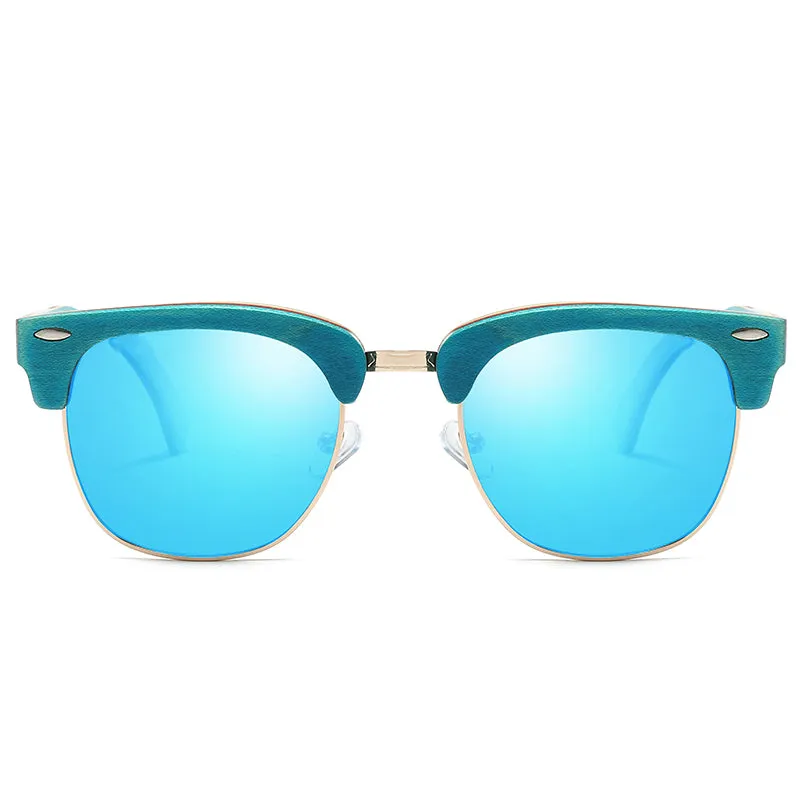 Half Frame Wooden Sunglasses