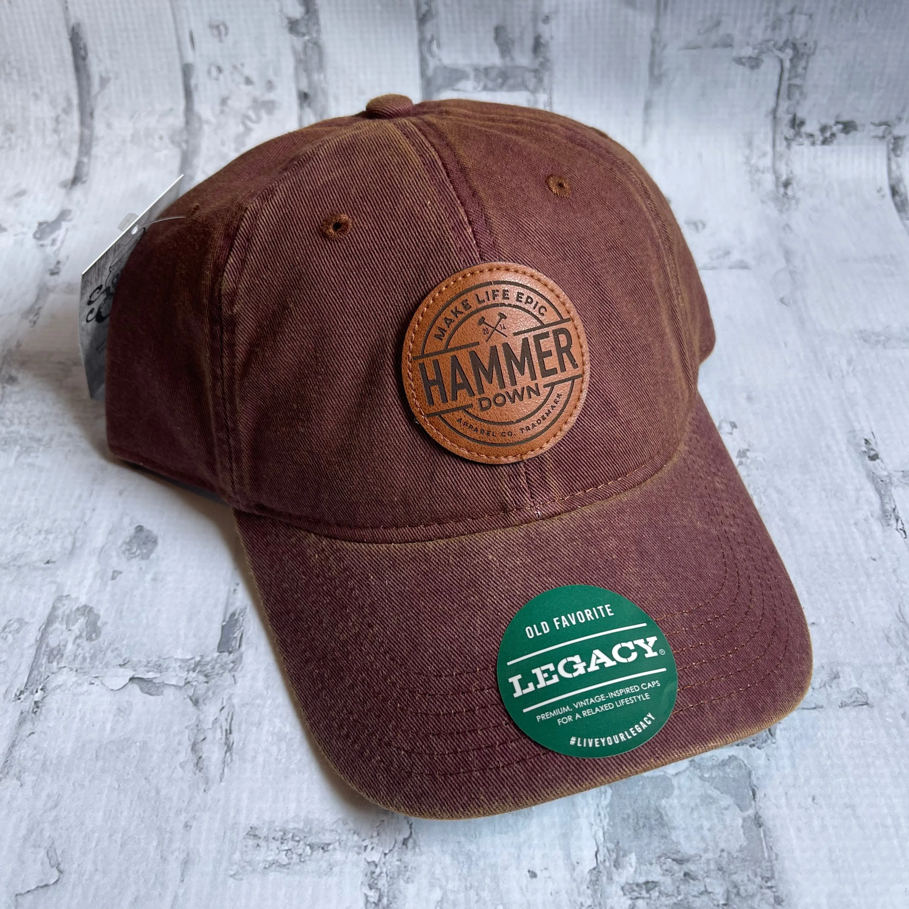 Hammer Down "MLE Badge" Hat - Maroon with Leather Patch