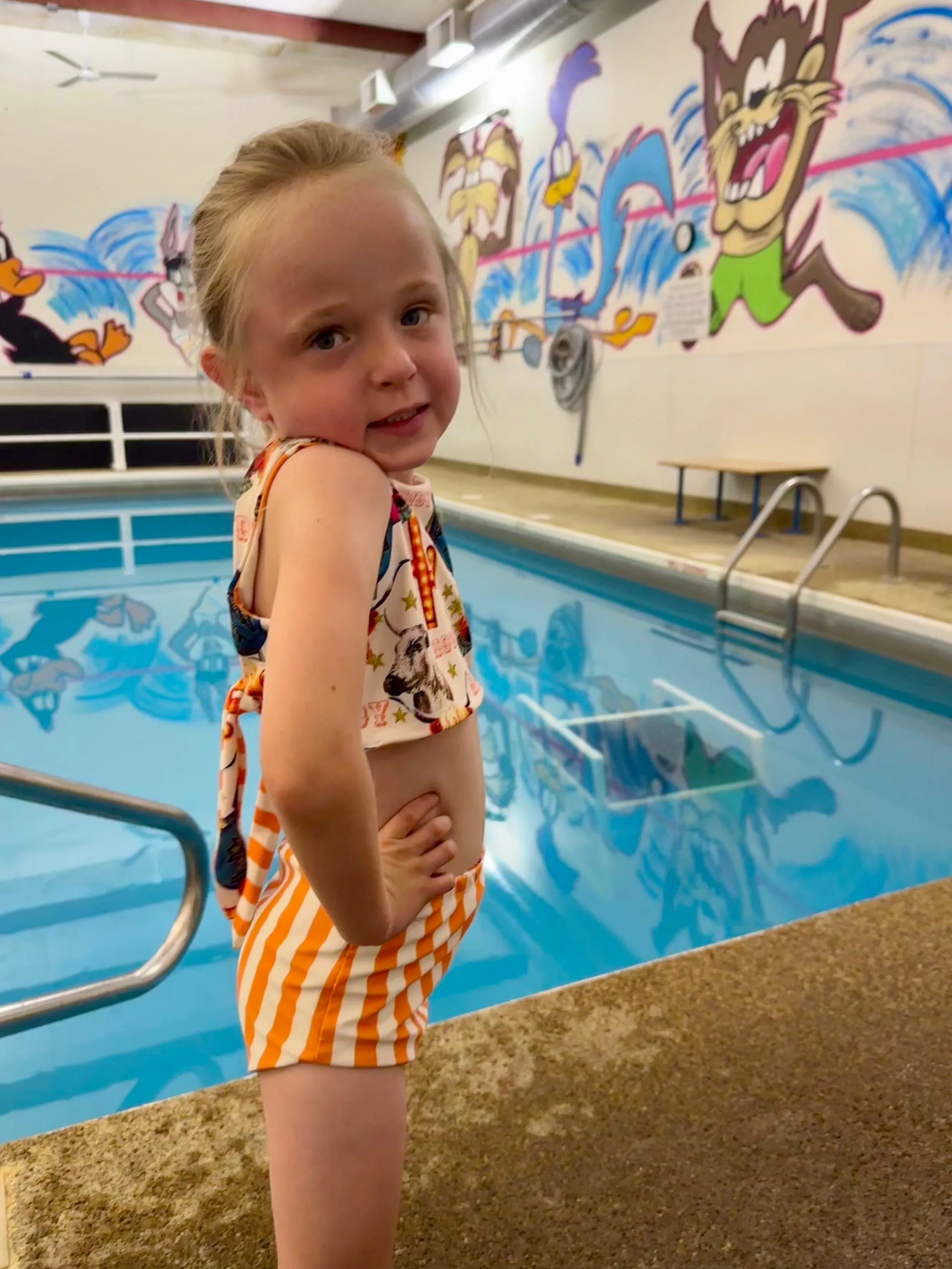 Highland Cow HIGH WAISTED REVERSIBLE Swimsuit, Cow Girl Swimming Suit