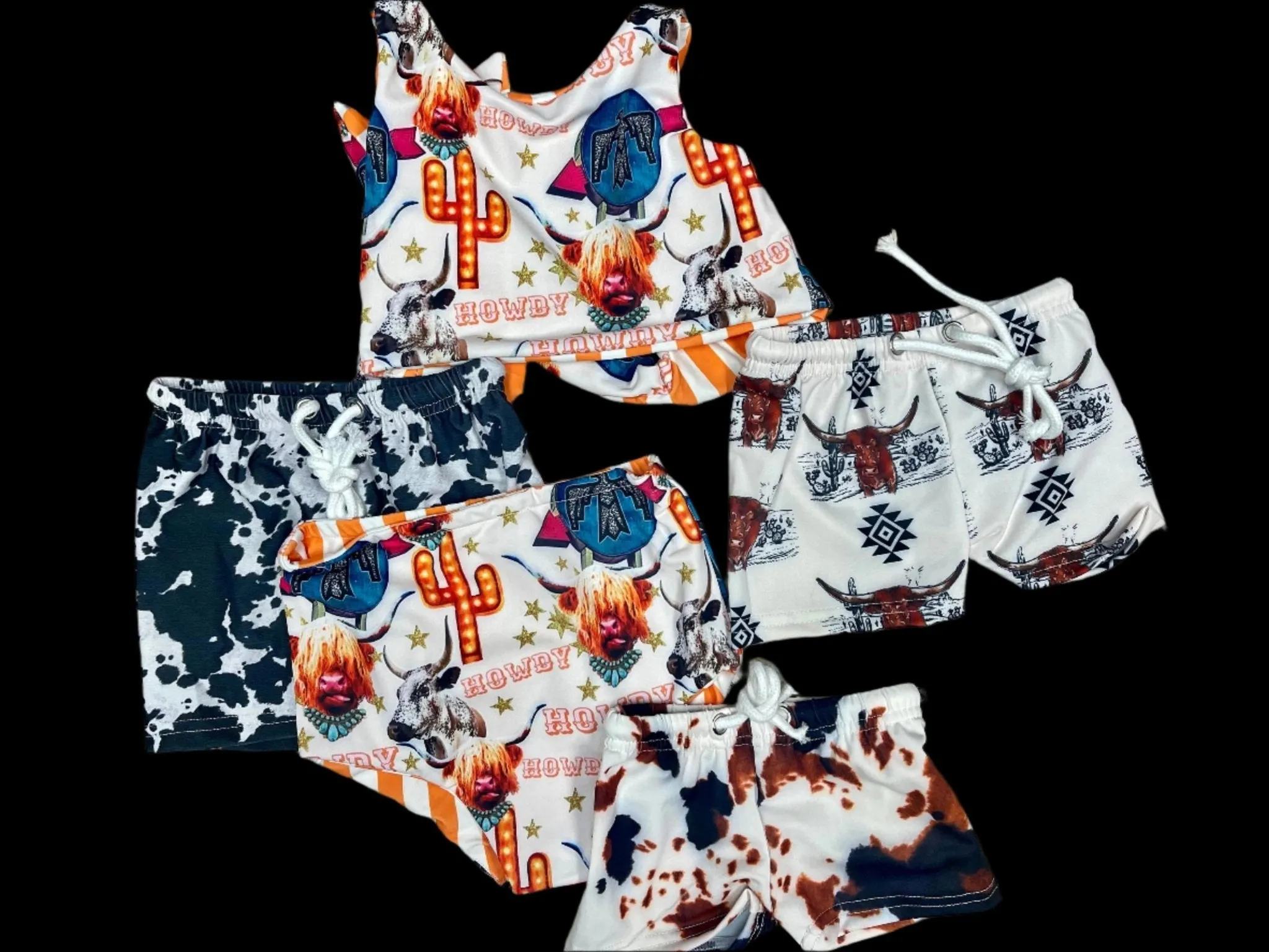 Highland Cow HIGH WAISTED REVERSIBLE Swimsuit, Cow Girl Swimming Suit