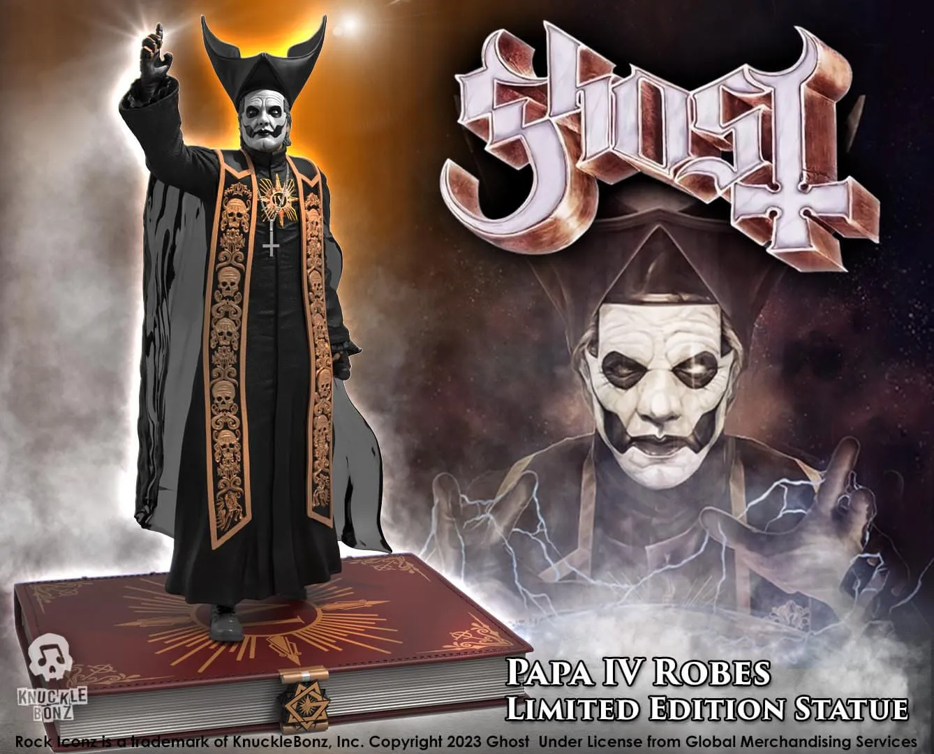 Knucklebonz Ghost Rock Iconz Papa Emeritus IV (Black Robes) Statue