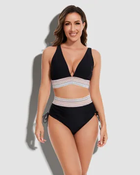LilyLove® High Waisted Tummy Control Color Block Bikini Sets