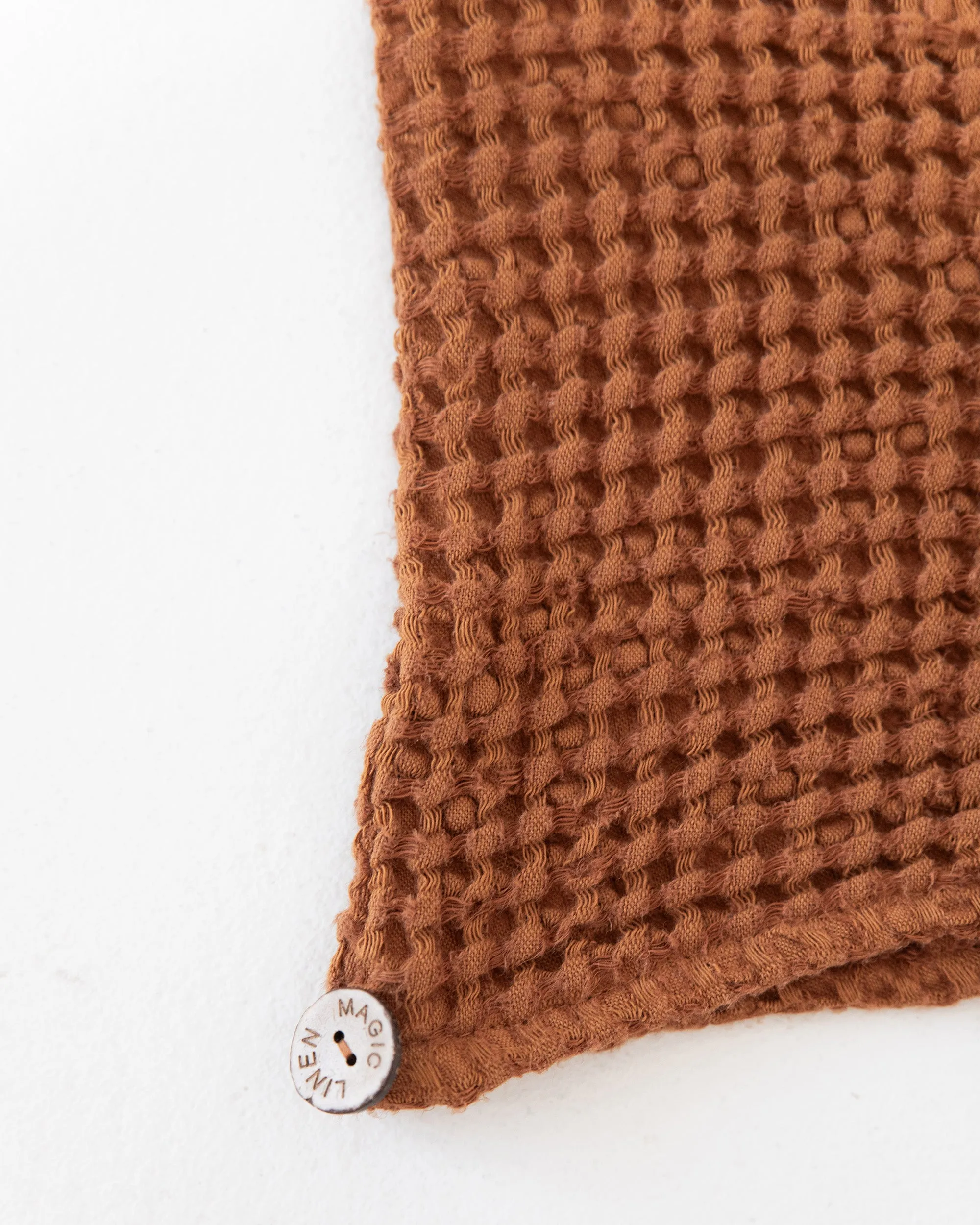 Linen hair towel turban in Cinnamon