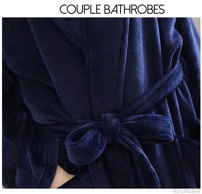 Men Winter Plaid Plus Size Long Coral Fleece Bathrobe