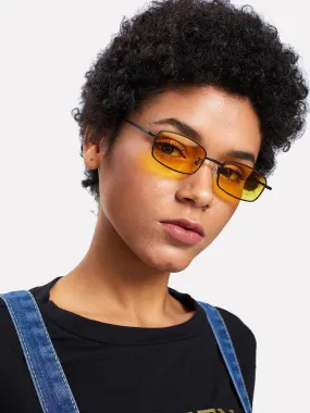 Minimalist Rectangle Lens Sunglasses