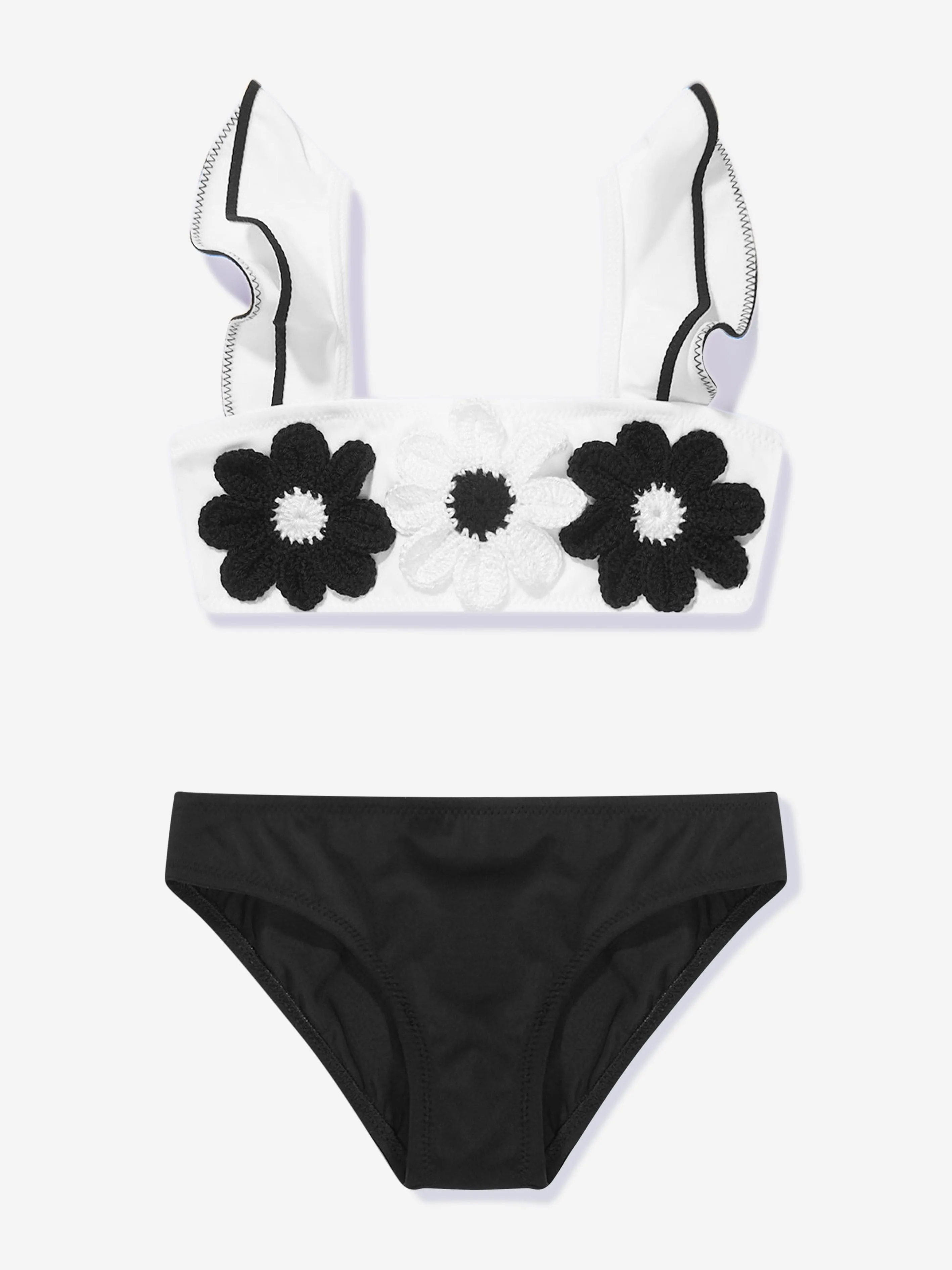 Nessi Byrd Girls Frilly Crochet Flower Fiona Bikini in Multicolour