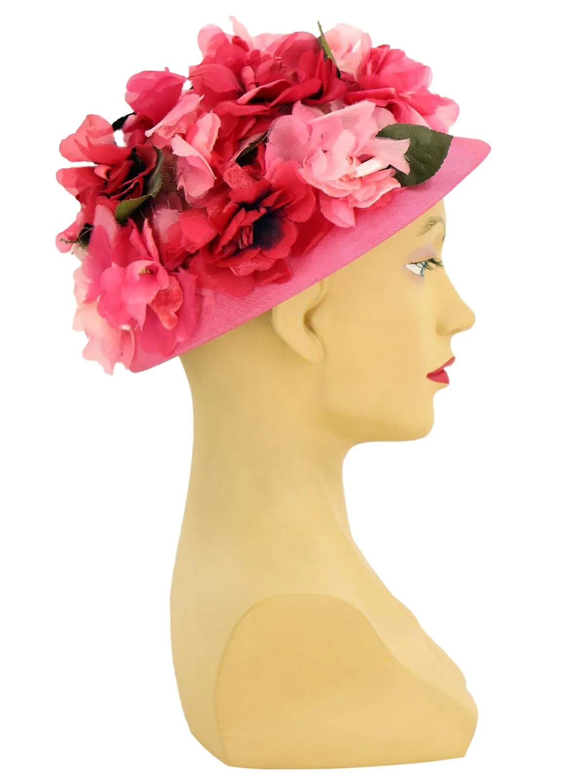 Pink Flower Bomb Vintage Brimmed Hat