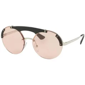 Prada Women's Sunglasses - Silver Black Metal Round Frame | PRADA 0PR 52US 1AB4Q037