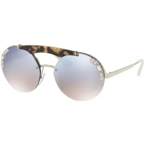 Prada Women's Sunglasses - Silver Medium Havana Round Frame | PRADA 0PR 52US 23C5R037