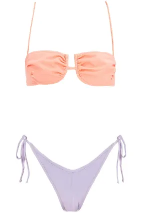 "penny two-tone bikini set PENNY SET 2 TONE NEON ORANGE - LILAC