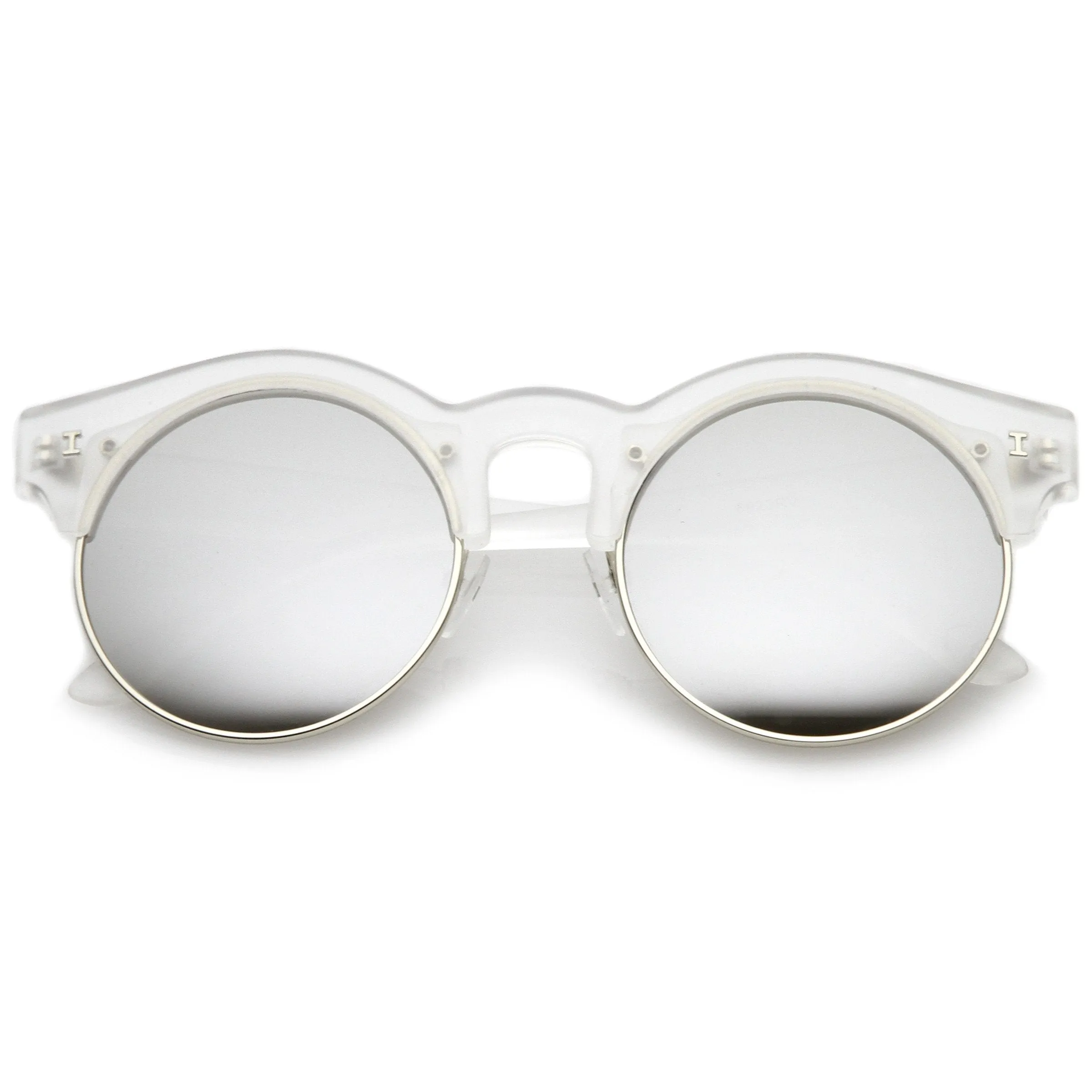 Retro Modern Round Horned Rim Half Frame Sunglasses A752