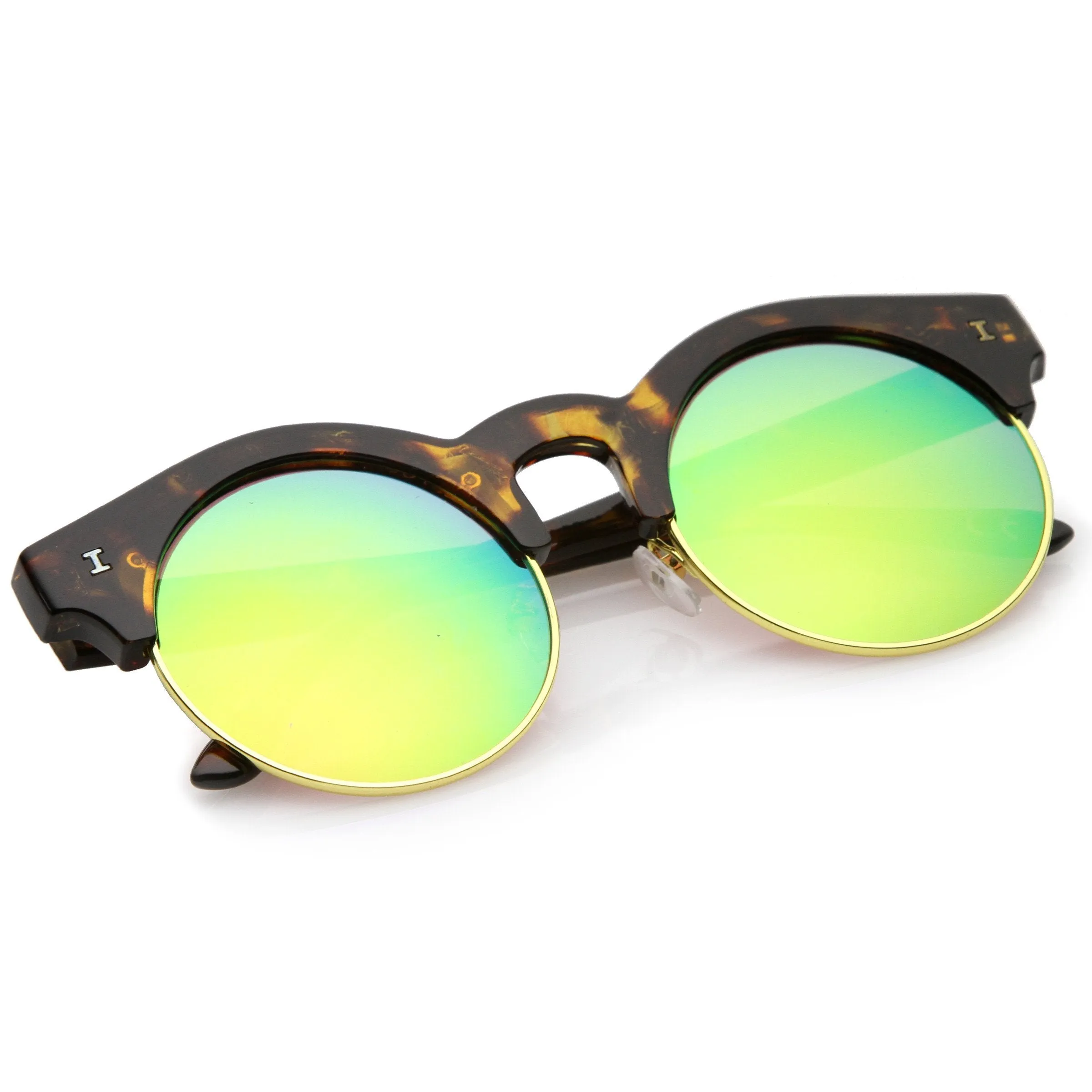 Retro Modern Round Horned Rim Half Frame Sunglasses A752